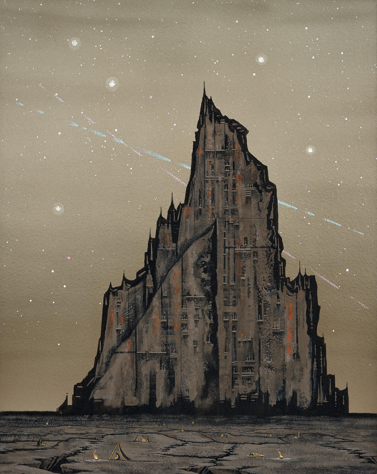 Enhasa 18 ½” X 15 ⅜” casein and gouache on rag paper